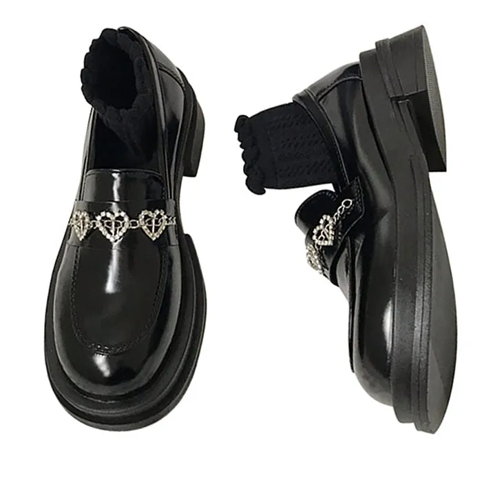 Rhinestone Heart Loafers