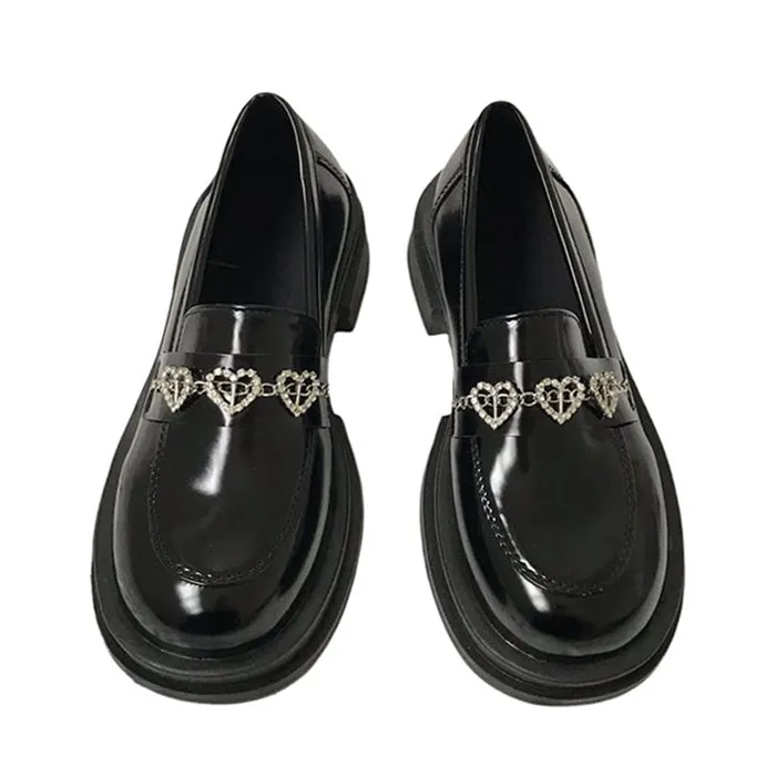 Rhinestone Heart Loafers