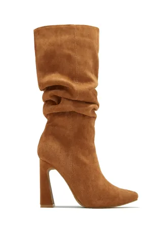 Stella Knee High Heel Boots - Tan