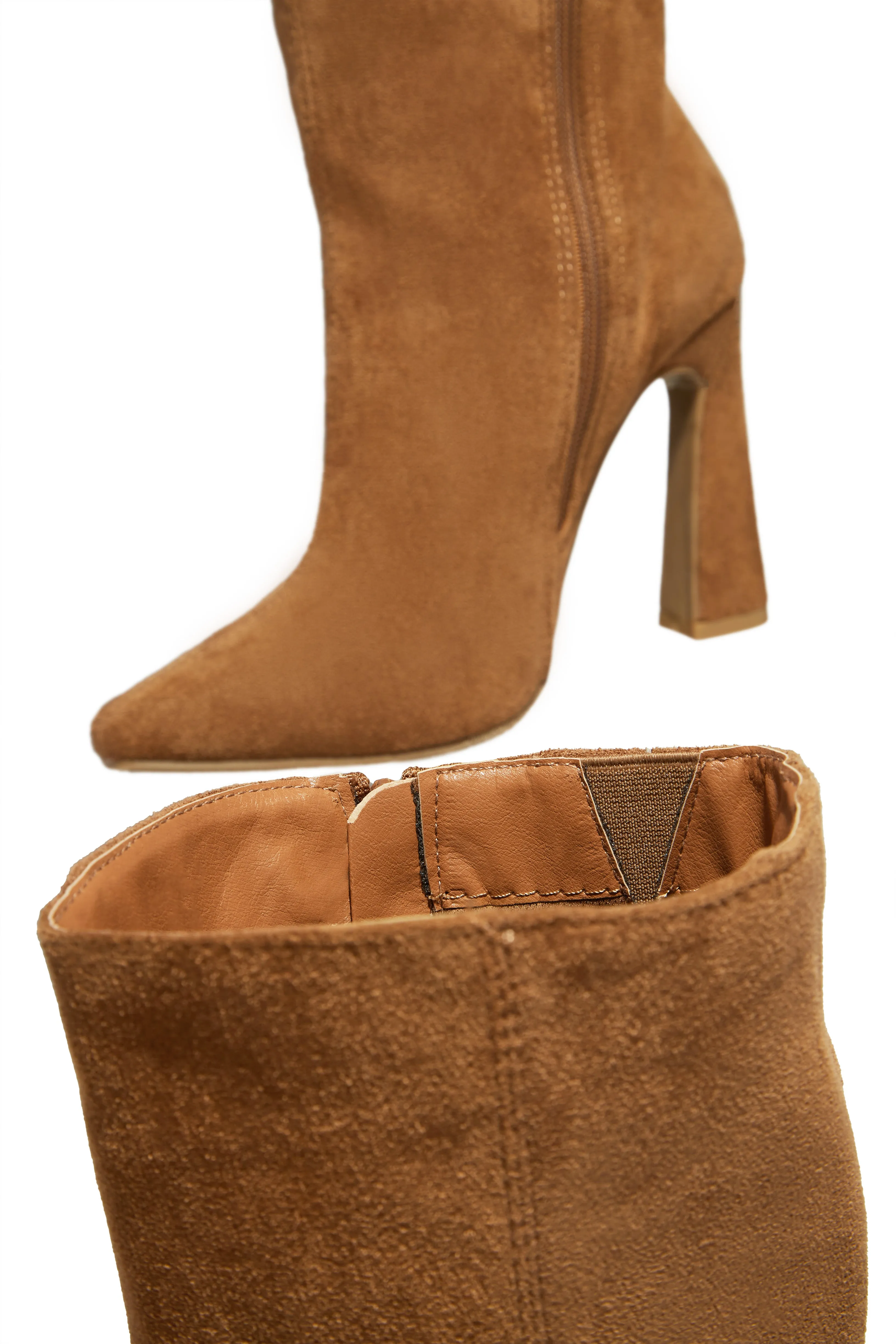 Stella Knee High Heel Boots - Tan