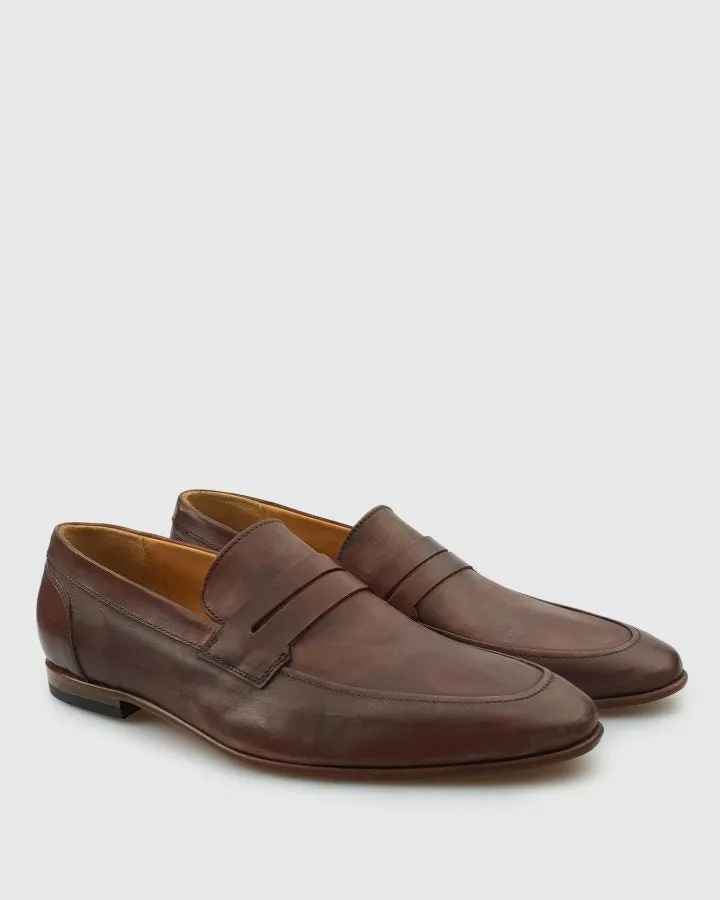 VINCENT & FRANKS VFS19 KANGAROO LEATHER BROWN LOAFER