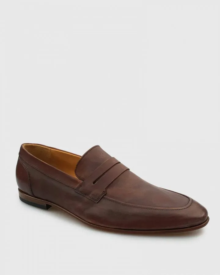 VINCENT & FRANKS VFS19 KANGAROO LEATHER BROWN LOAFER