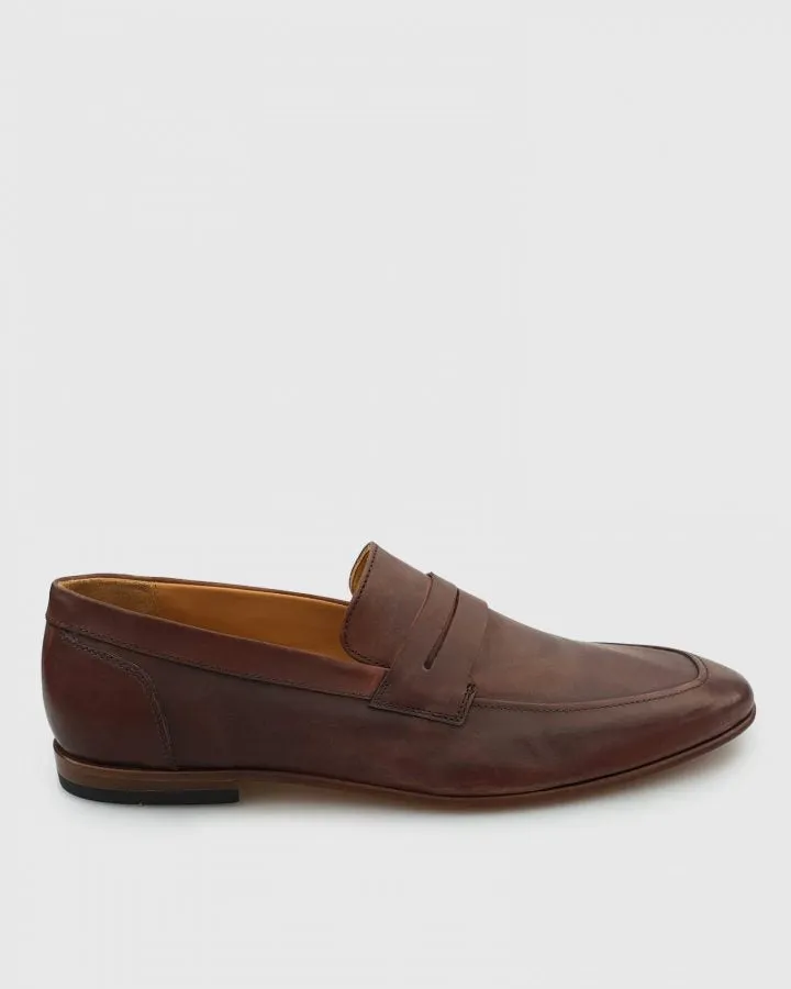 VINCENT & FRANKS VFS19 KANGAROO LEATHER BROWN LOAFER