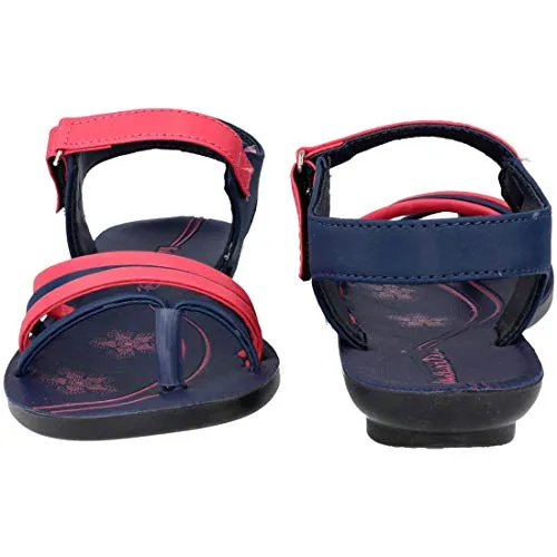 Walkaroo Girl's Faux Leather Blue Pink Outdoor Sandals - 5 UK (WL7730)