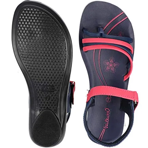 Walkaroo Girl's Faux Leather Blue Pink Outdoor Sandals - 5 UK (WL7730)