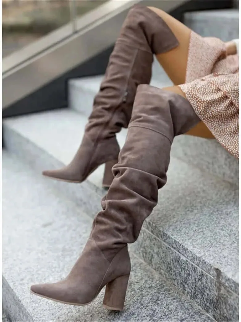 Women Boots Winter 2023 Designer Luxury High Heels Women Shoes Faux