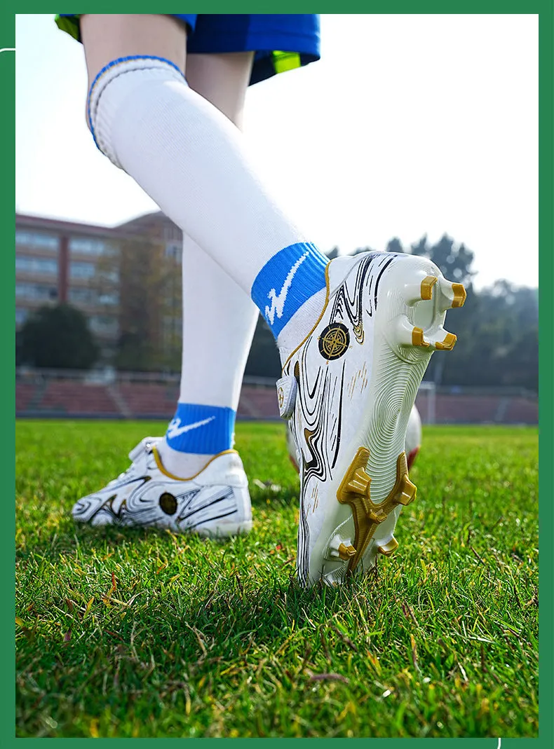 Youth Boys' Soccer Shoes, TF Studs, Magic Tape, Grass Training