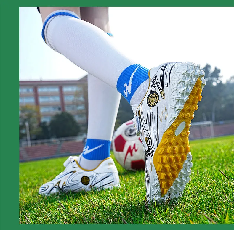 Youth Boys' Soccer Shoes, TF Studs, Magic Tape, Grass Training