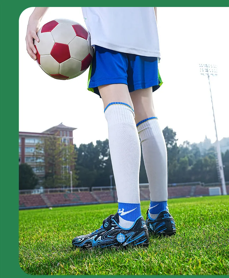 Youth Boys' Soccer Shoes, TF Studs, Magic Tape, Grass Training