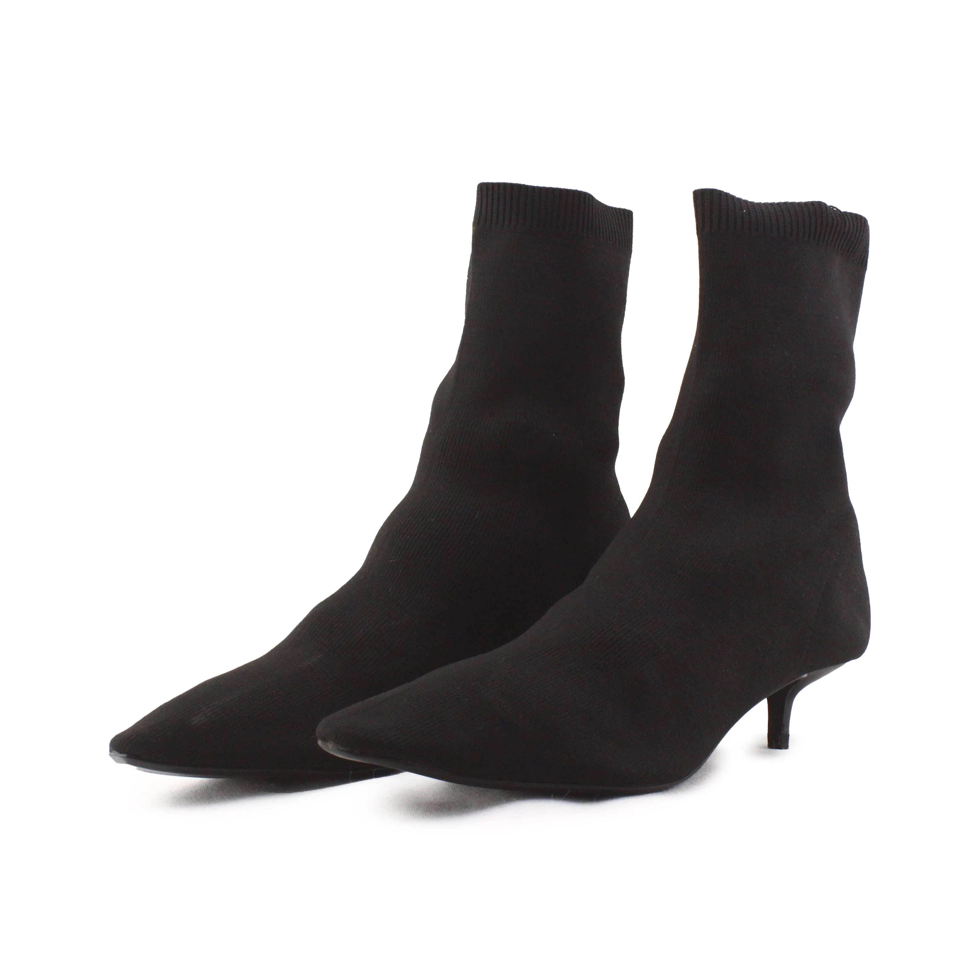 Zara Kitten Heels Sock Boots | Textile